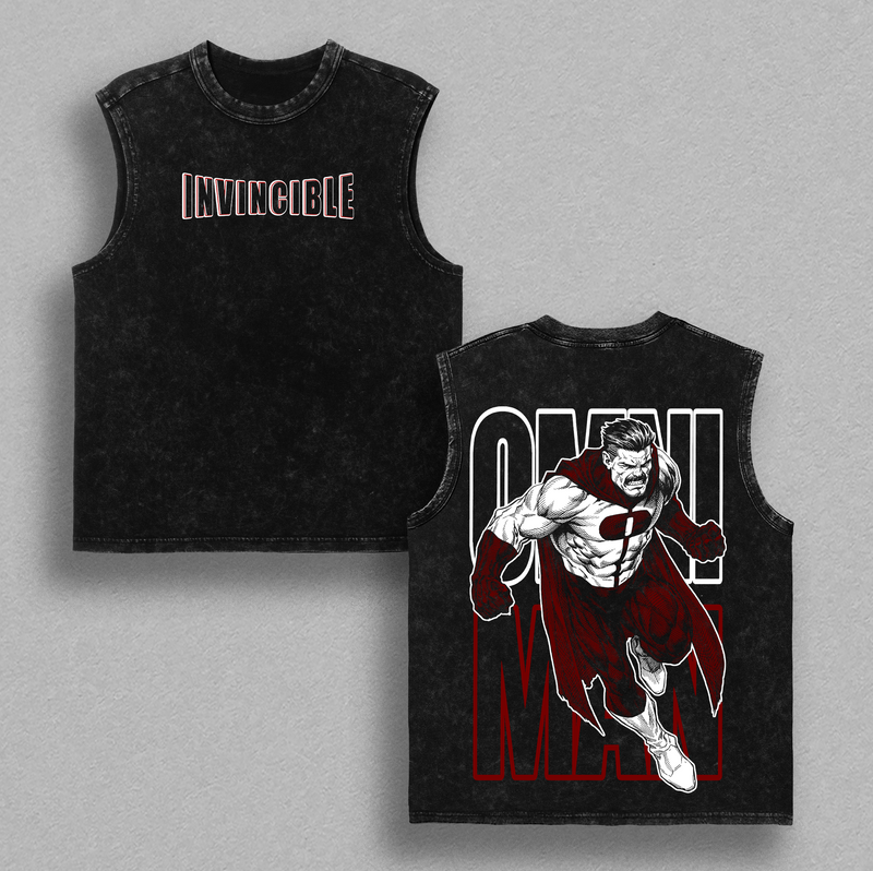 Omni Man Invincible Graphic Tee Vintage Washed Shirt Unisex Streetwear Superhero Anime Shirt Omni Man Design Invincible Comic T Shirt Gift for Fans
