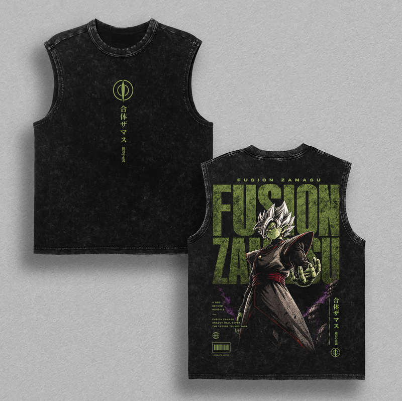 Fusion Zamasu DBS Vintage Washed TShirt - Fused Zamasu Anime Graphic Tee, Heavyweight Cotton Oversized Shirt, Unisex Manga Streetwear Top, Gift For DBS Fans Men & Women