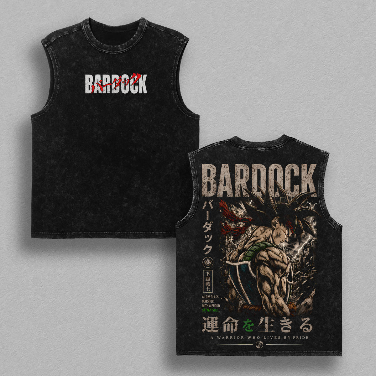 Bardock DBZ Vintage Acid Wash T-Shirt, Oversized Anime Graphic Tee, Saiyan Warrior Heavyweight Cotton Streetwear, Retro Anime Shirt
