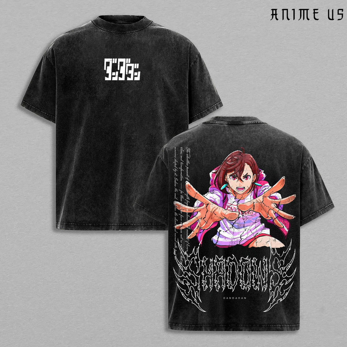 Limited Edition Dandadan X Momo Ayase Tee, Vintage Washed Oversize Anime Manga T-Shirt, Double Printed Heavyweight Cotton Top, Gift for Anime Fan & Lover