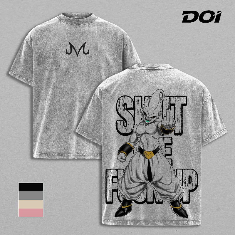 Majin Buu DBZ Kid Buu Vintage Washed T-Shirt | Majin Villain Anime Graphic Tee | Pure Evil Streetwear Oversized Shirt