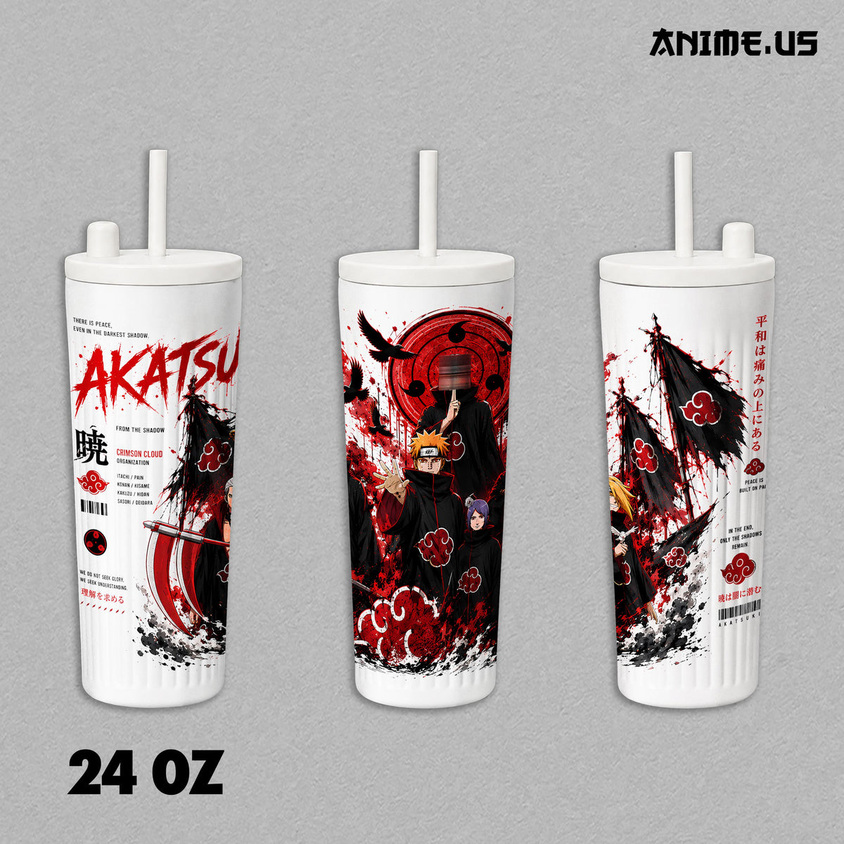 Insulated Tumbler Akatsuki Crimson Cloud Organization Anime Stainless Steel 17oz 24oz 30oz Double Wall Vacuum Travel Mug Hot Cold Drink Cup Anime Gift for Fans
