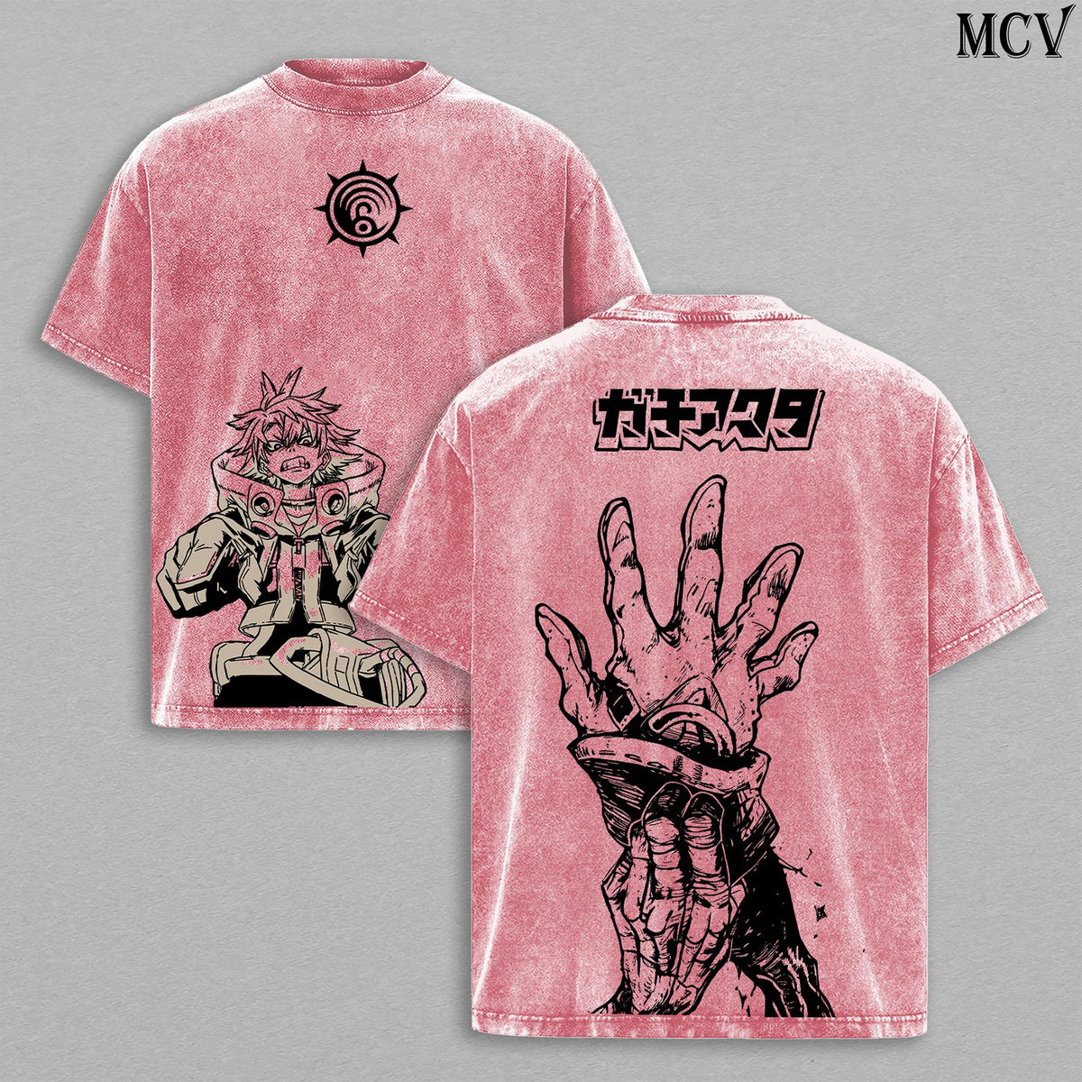 Rudo Gachiakuta Washed Tee – Vintage Oversized Heavy Cotton Anime T-Shirt, Double Printed Unisex Streetwear Top, Retro Manga Movie Edition Graphic Tee