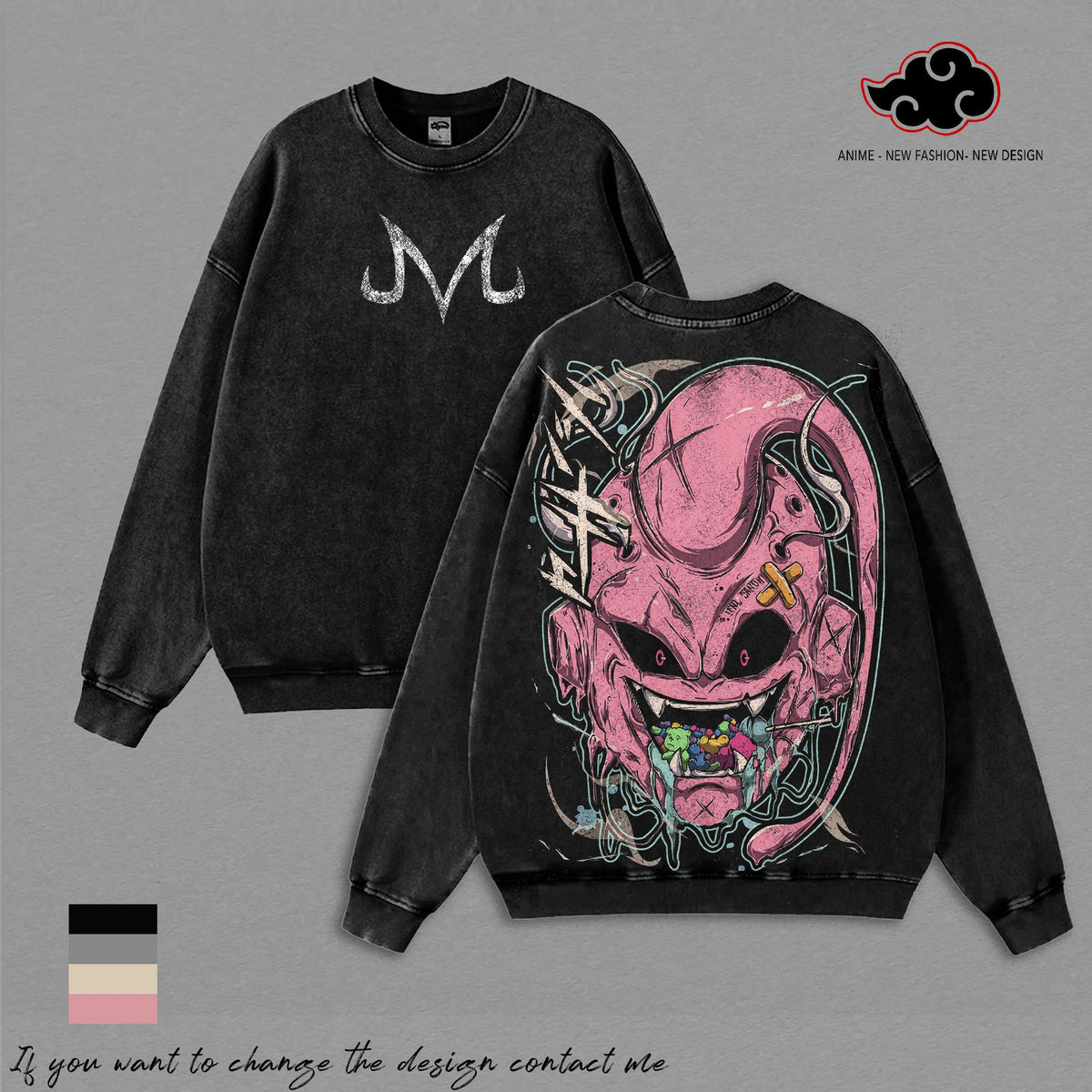 Majin Buu - DBZ Vintage Washed Tee DBZ Anime Shirt Graphic T Shirt Oversized Streetwear Manga Gift For DBZ Fans