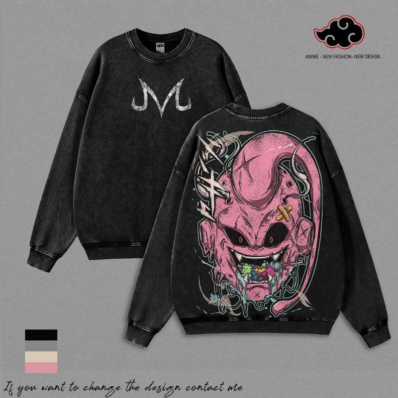 Majin Buu - DBZ Vintage Washed Tee DBZ Anime Shirt Graphic T Shirt Oversized Streetwear Manga Gift For DBZ Fans