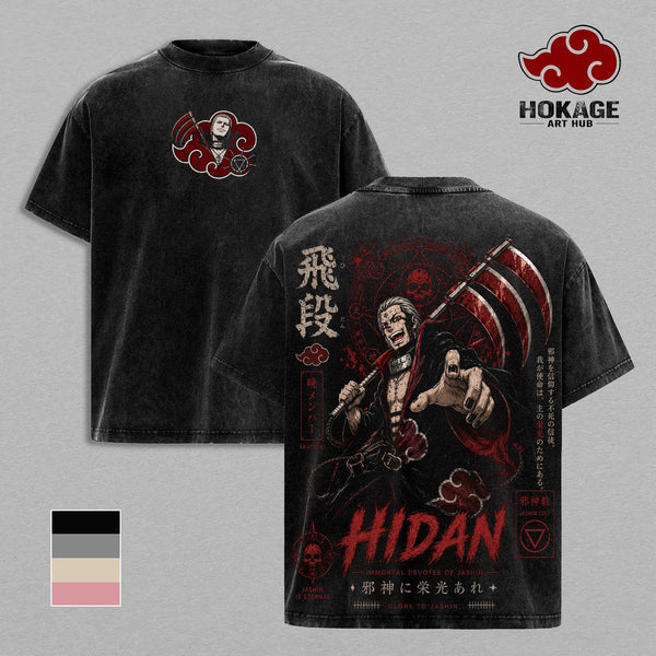 Hidan Naruto T-Shirt, Akatsuki Members Graphic Tee, Back Print Vintage 90s Anime Shirt, Graphic Tees Men, Trendy Tshirts, Men's T Shirts, NRT Streetwear, Unisex Cotton Distressed Tee