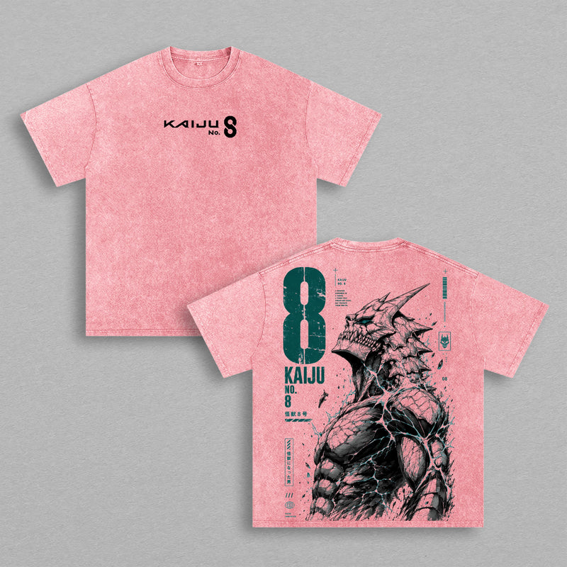 Kafka Hibino Kaiju No. 8 Washed Tee, Anime Graphic T-Shirt, Double Printed Manga Artwork, Heavy Cotton Unisex Oversized Vintage Streetwear Top