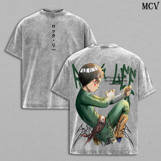 Rock Lee Naruto Washed T-Shirt, Vintage Anime Oversized Tee, Heavy Cotton Streetwear Shirt