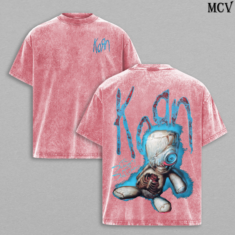 Korn Vintage Washed T-Shirt, Nu Metal Band Oversized Tee, Heavy Cotton Graphic Shirt