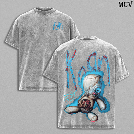 Korn Vintage Washed T-Shirt, Nu Metal Band Oversized Tee, Heavy Cotton Graphic Shirt