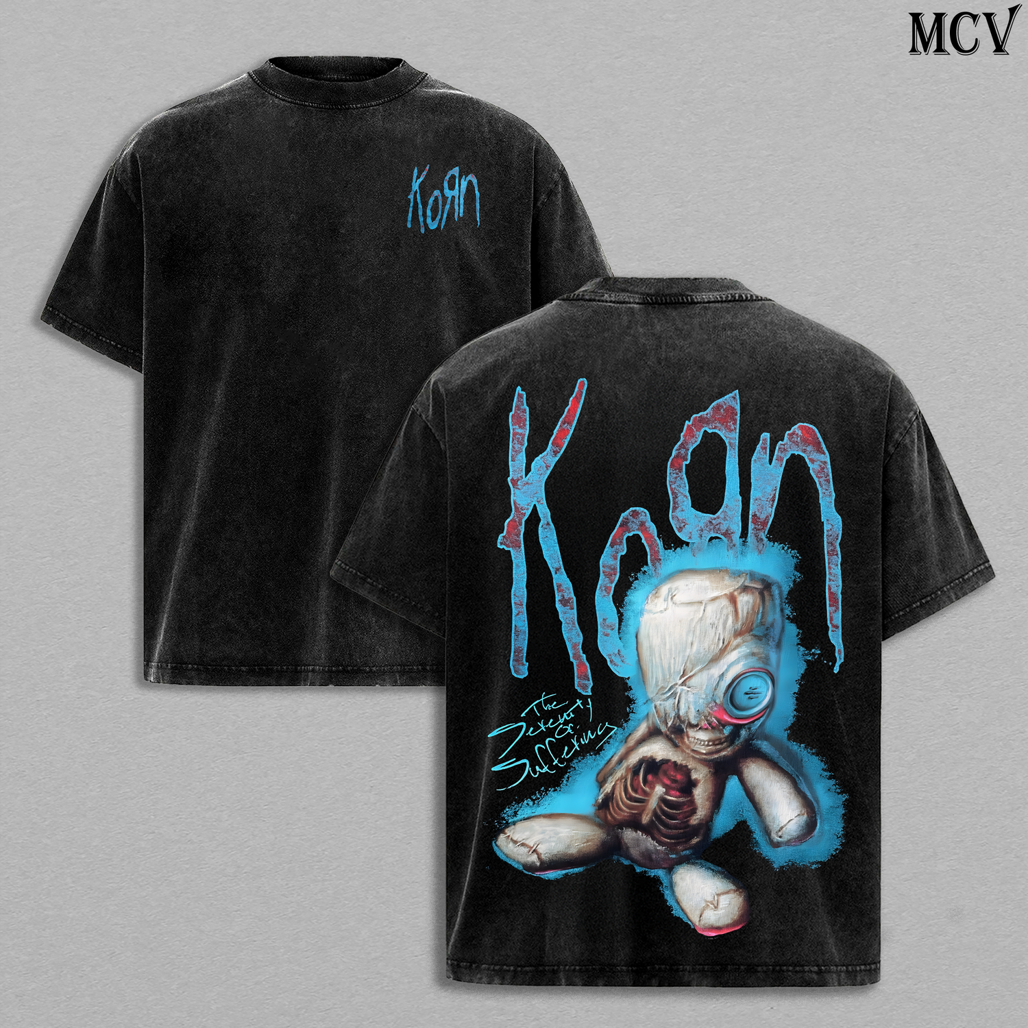Korn Vintage Washed T-Shirt, Nu Metal Band Oversized Tee, Heavy Cotton Graphic Shirt