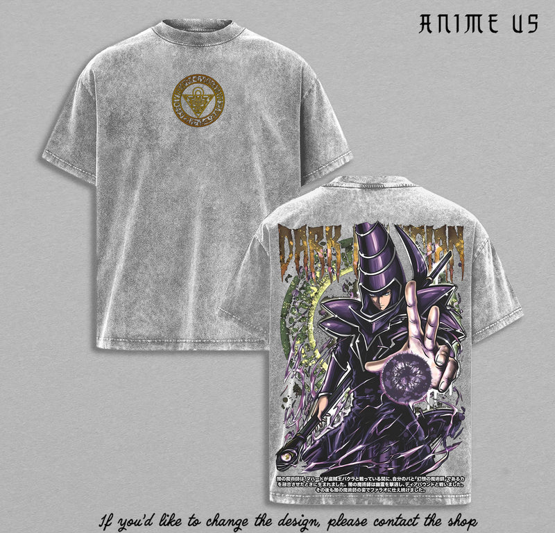Dark Magician Yu-Gi-Oh Vintage Washed T-Shirt | Retro Anime Streetwear Inspired by the Legendary Spellcaster | Magic Circle Graphic Tee for YuGi Style Fans | Heavy Cotton