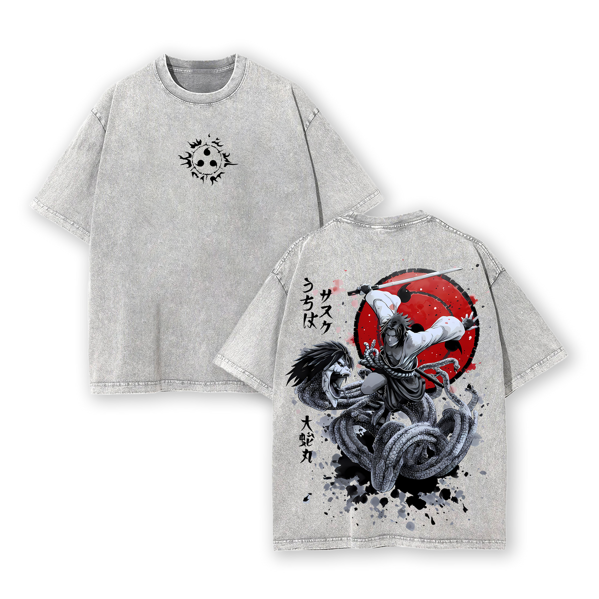 Retro Heavy Limited CURSE MARK PURPLE SASUKE x Manda Snake Orochimaru - Naruto Washed Tee