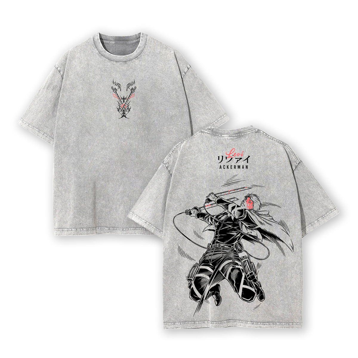 Levi Ackerman Attack on Titan Vintage Washed Oversized T-Shir
