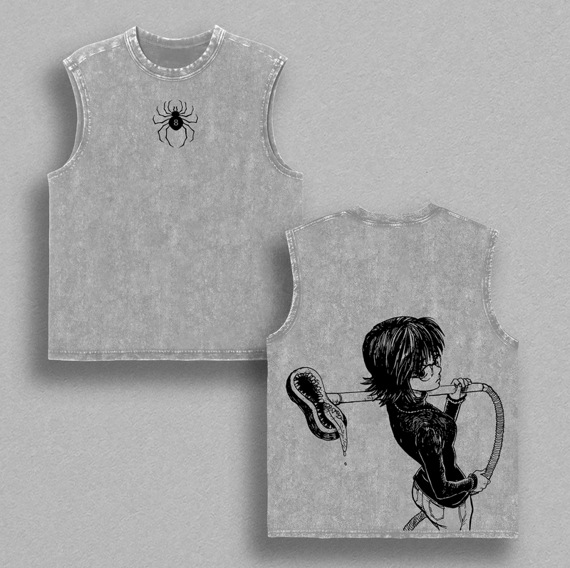 Shizuku Hunter X Hunter Blowshitsu Shirt, Phantom Troupe shirt Anime Double Printed Vintage Washed Tee Unisex Oversize Heavyweight Cotton T-shirt for Anime Fans and Lovers