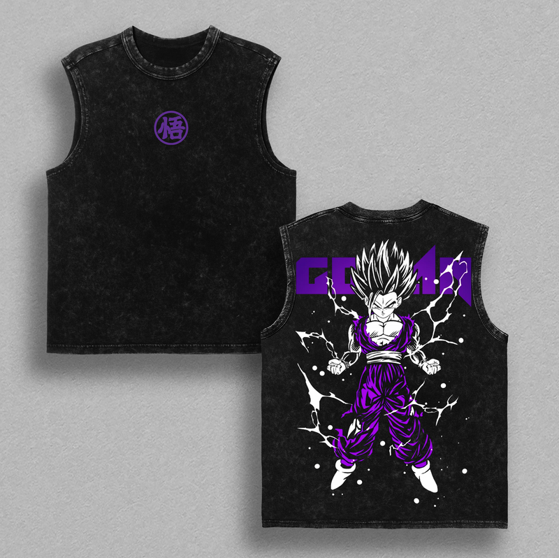 Gohan Super Saiyan 2 DBZ Vintage Washed Oversized Graphic Tee