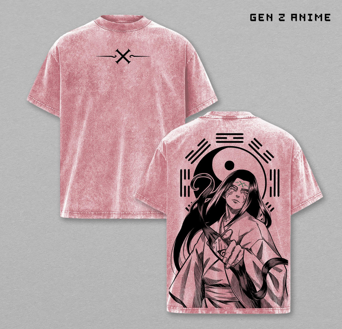 Neji Hyuga Byakugan Vintage Washed Oversized T Shirt Naruto Anime Manga Graphic Tee Streetwear Unisex Heavyweight Cotton
