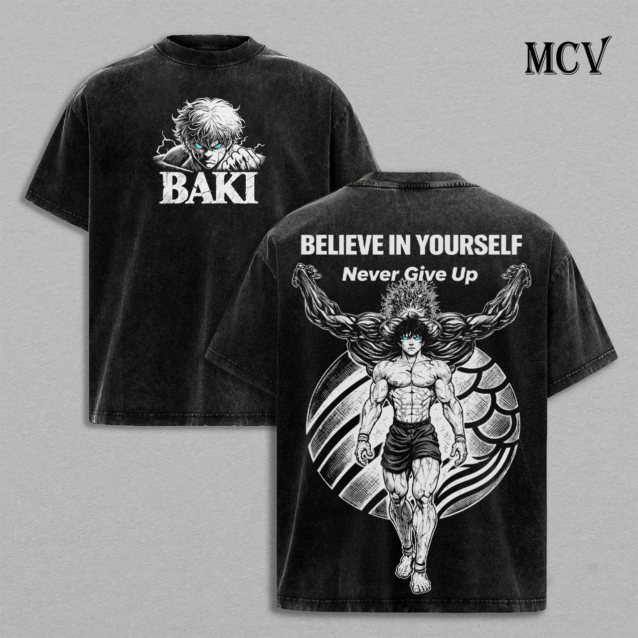Baki Hanma T-Shirt, Grappler Anime Tee, Fighting Spirit Graphic Vintage Washed Tee