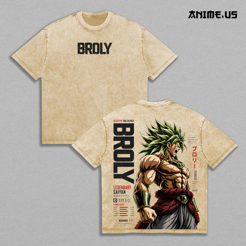 Broly Legendary Saiyan Berserk Unleashed DBZ Vintage Anime Washed Tee Oversized Heavy Cotton Graphic Shirt Streetwear Gift for Anime Lovers