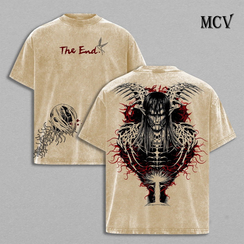Eren Final Form T-Shirt, Attack on Titan Anime Tee, The End Freedom Graphic Vintage Washed Tee