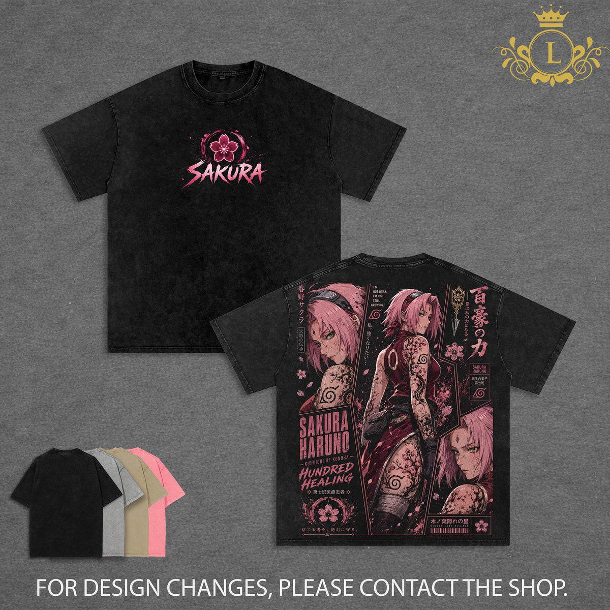 Sakura Haruno Graphic Tee Vintage Washed Shirt Unisex Streetwear Overlord Anime Tee Waifu Tee Overseer Of The Guardians T-Shirt Gift for Anime Lovers Naruto Fans