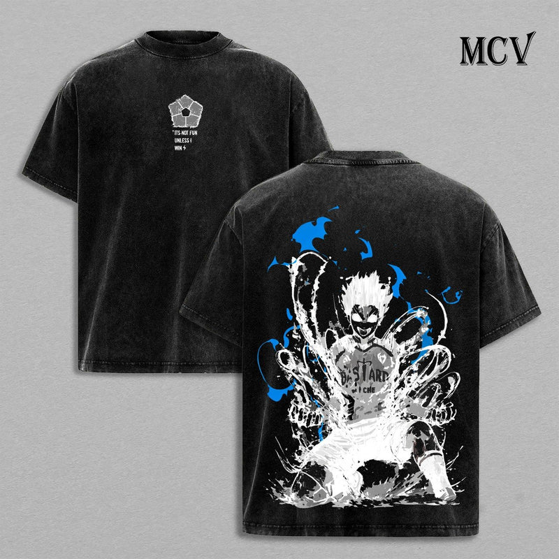 Isagi Yoichi T-Shirt, Blue Lock Anime Tee, Ego Striker Vision Graphic Vintage Washed Tee