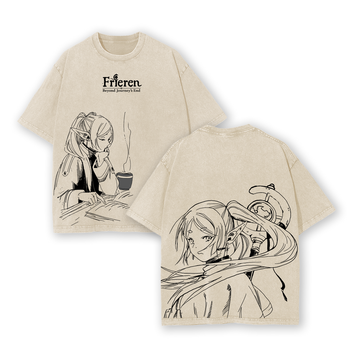 Frieren Eternal Farewell Washed Tee – Heavyweight Cotton T-Shirt