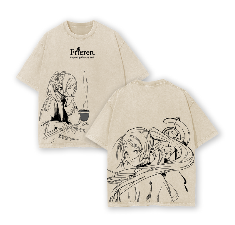 Frieren Eternal Farewell Washed Tee – Heavyweight Cotton T-Shirt