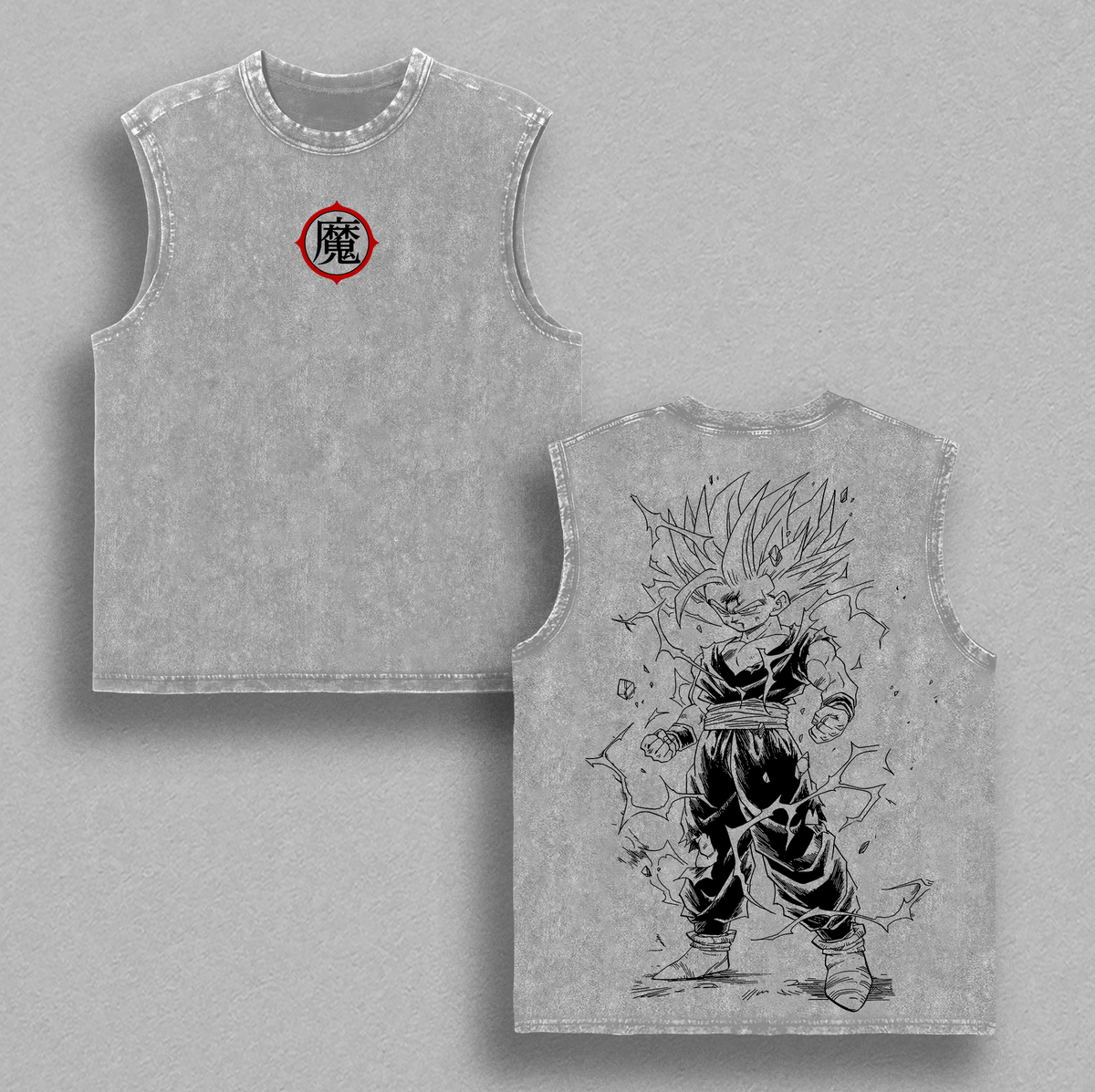 Super Kid Saiyann Style Anime Tee Vintage Washed Oversized Shirt | Electric Power Aura Fighter Graphic T-Shirt | Manga Streetwear Heavy Cotton Gift
