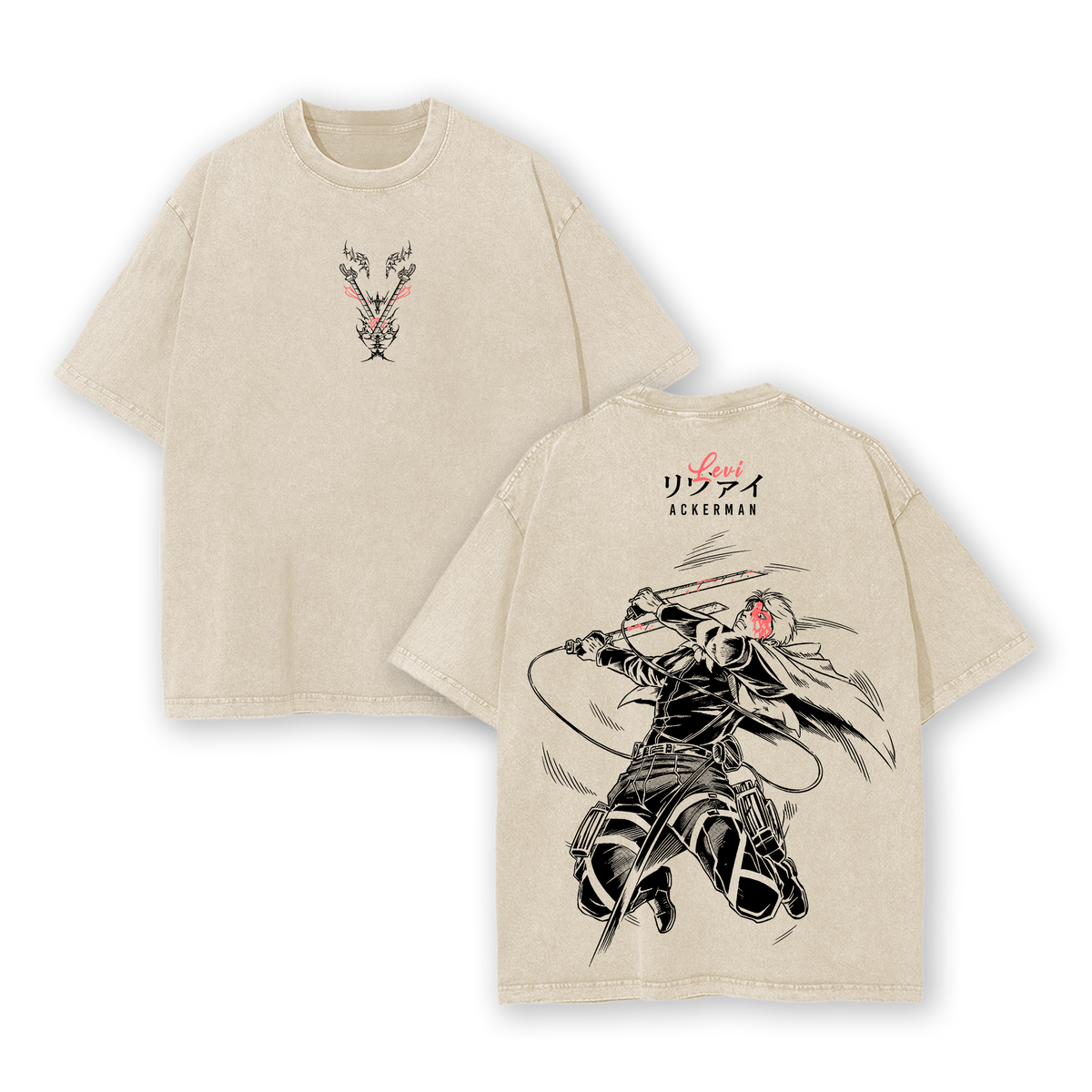 Levi Ackerman Attack on Titan Vintage Washed Oversized T-Shir