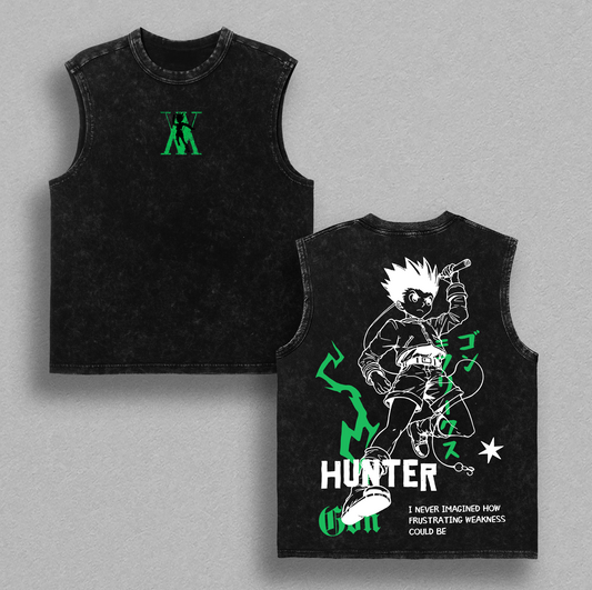 Gon Freecss - Hunter x Hunter HXH Washed T-Shirt, Tanktop, Sweatshirt and Hoodie Oversize Unisex, Heavy Cotton Casual Streetwear Vintage Urban Outfit Fashion Clothes Top Anime Fans for Men and Women