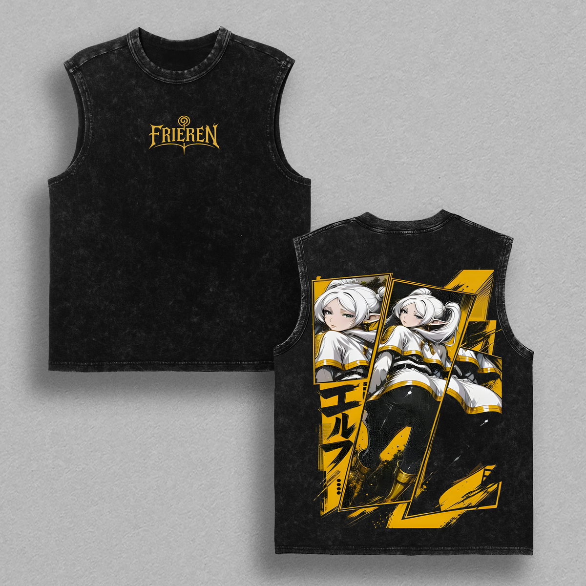 Frieren Beyond Journey's End T-Shirt, Frieren Anime Graphic Tee, Vintage Washed Back Print Shirt, Oversized Heavyweight Cotton Streetwear, Unisex Anime Fashion, Gift for Frieren Fans