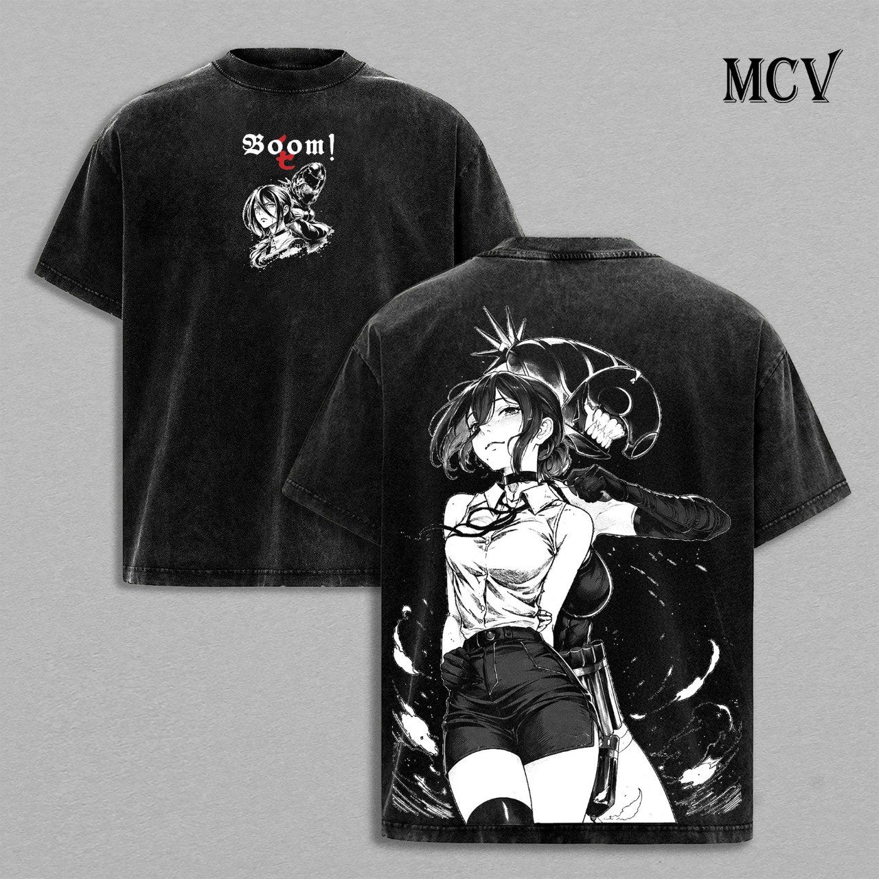 Reze Bomb Devil T-Shirt, Chainsaw Man Anime Tee, Explosion Girl Graphic Vintage Washed Tee