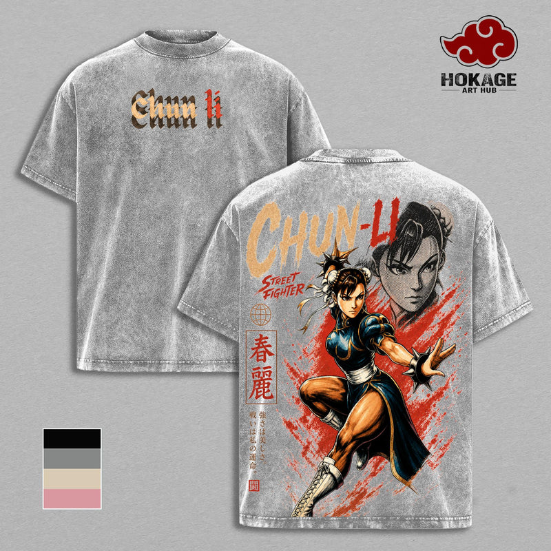 Chun-Li SF T-Shirt, Street Fighter Martial Arts Graphic Tee, Back Print Vintage 90s Gaming Shirt, Graphic Tees Men, Trendy Tshirts, Men's T Shirts, SF Streetwear, Unisex Cotton Distressed Tee, Merch For Men, Men Fashion Graphic Tee Apparel Tops