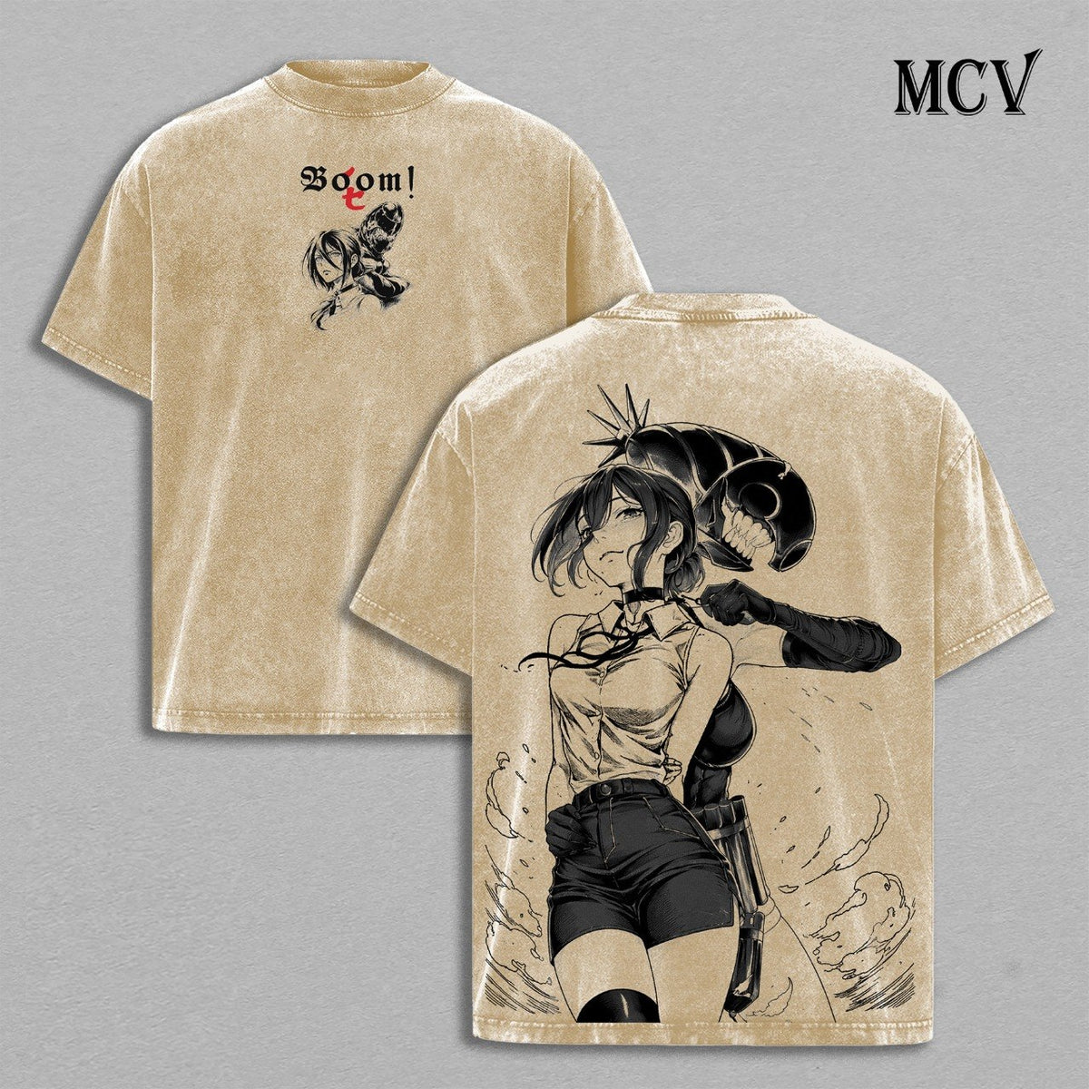 Reze Bomb Devil T-Shirt, Chainsaw Man Anime Tee, Explosion Girl Graphic Vintage Washed Tee