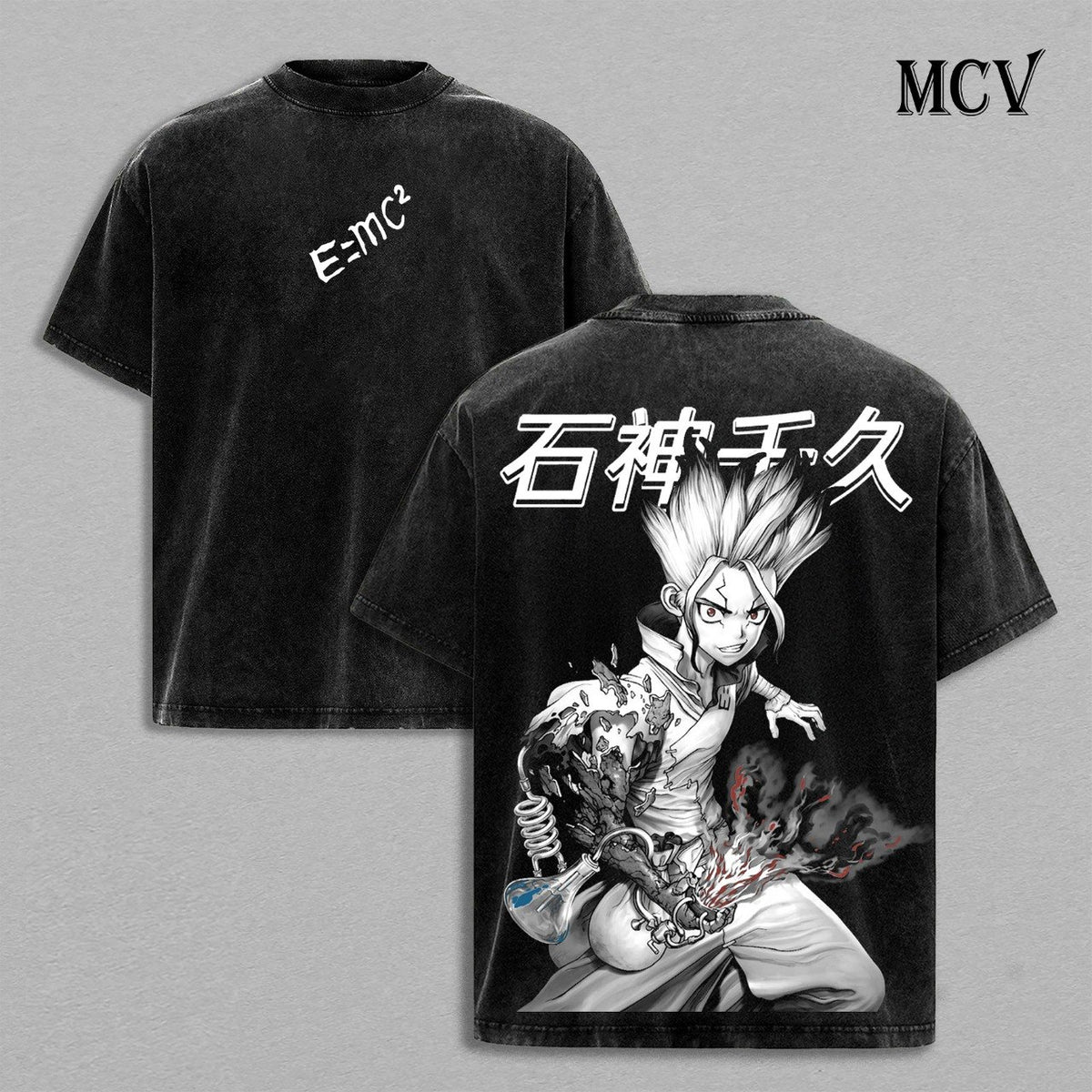 Senku Ishigami T-Shirt, Dr Stone Anime Tee, Science Genius Graphic Vintage Washed Tee