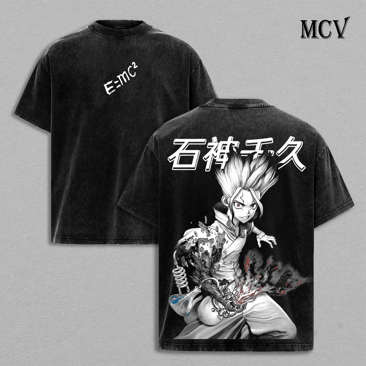 Senku Ishigami T-Shirt, Dr Stone Anime Tee, Science Genius Graphic Vintage Washed Tee