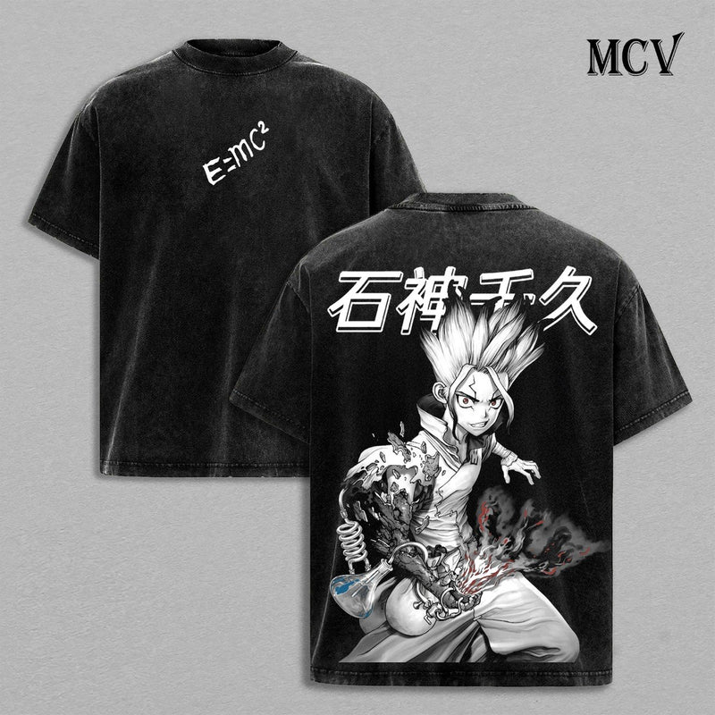 Senku Ishigami T-Shirt, Dr Stone Anime Tee, Science Genius Graphic Vintage Washed Tee