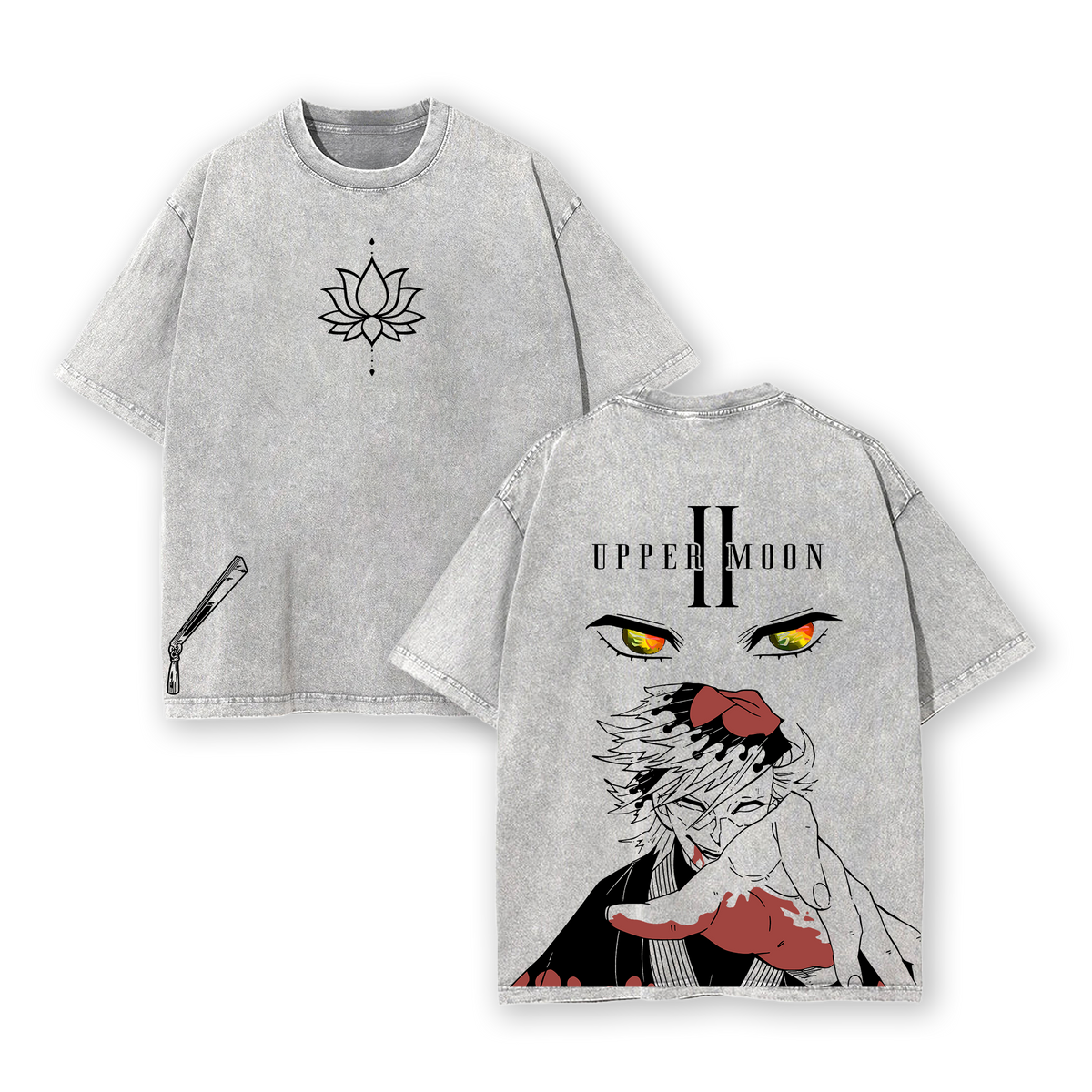 Upper Moon 2 Doma T-Shirt, Washed Oversize Anime Tee