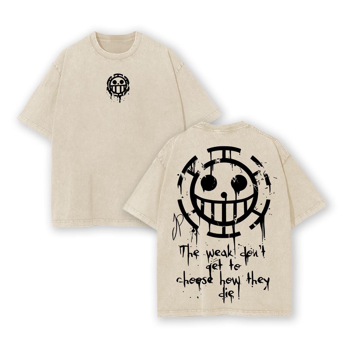 Limited Trafalgar Law One Piece Oversized Washed Tee 2.6 Graphic 90s