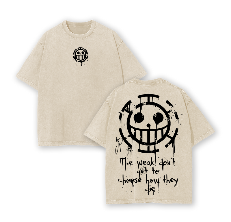 Limited Trafalgar Law One Piece Oversized Washed Tee 2.6 Graphic 90s