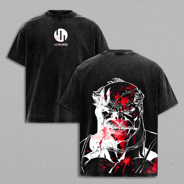 Conquest Invincible Anime Double Printed Vintage Washed Tee Unisex Oversize Heavyweight Cotton T-shirt for Anime Fans