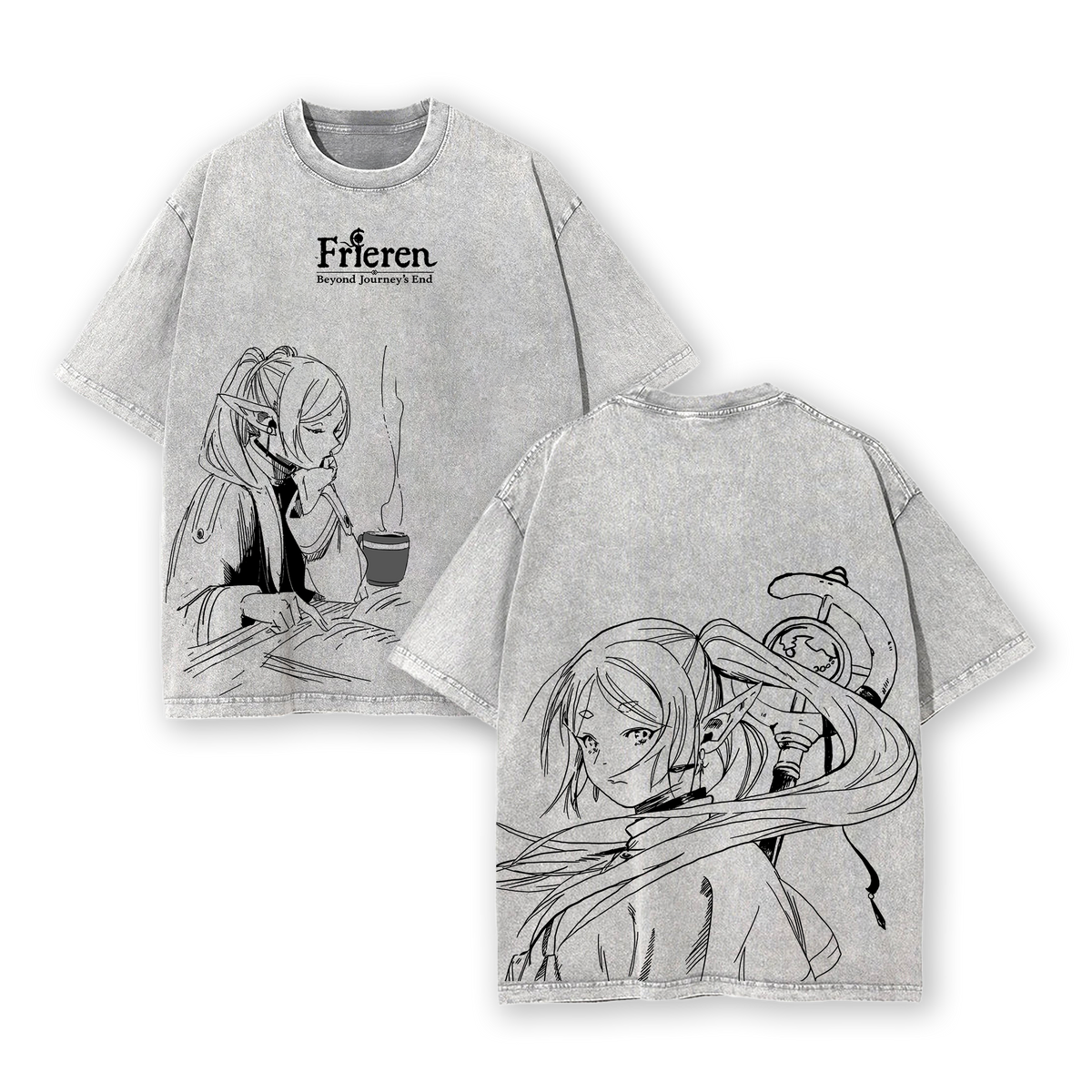 Frieren Eternal Farewell Washed Tee – Heavyweight Cotton T-Shirt