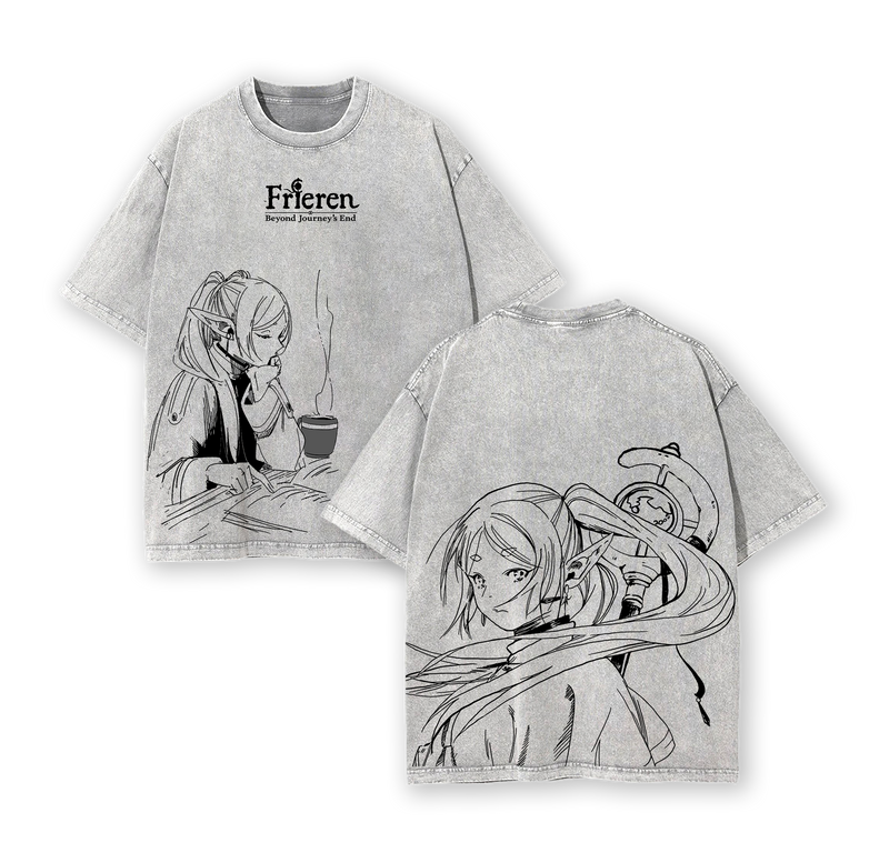 Frieren Eternal Farewell Washed Tee – Heavyweight Cotton T-Shirt