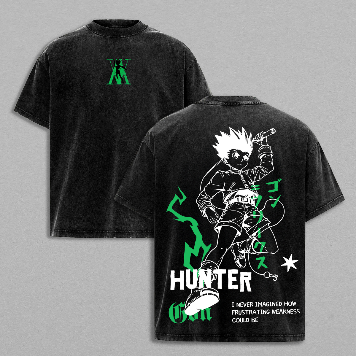 Gon Freecss - Hunter x Hunter HXH Washed T-Shirt, Tanktop, Sweatshirt and Hoodie Oversize Unisex, Heavy Cotton Casual Streetwear Vintage Urban Outfit Fashion Clothes Top Anime Fans for Men and Women