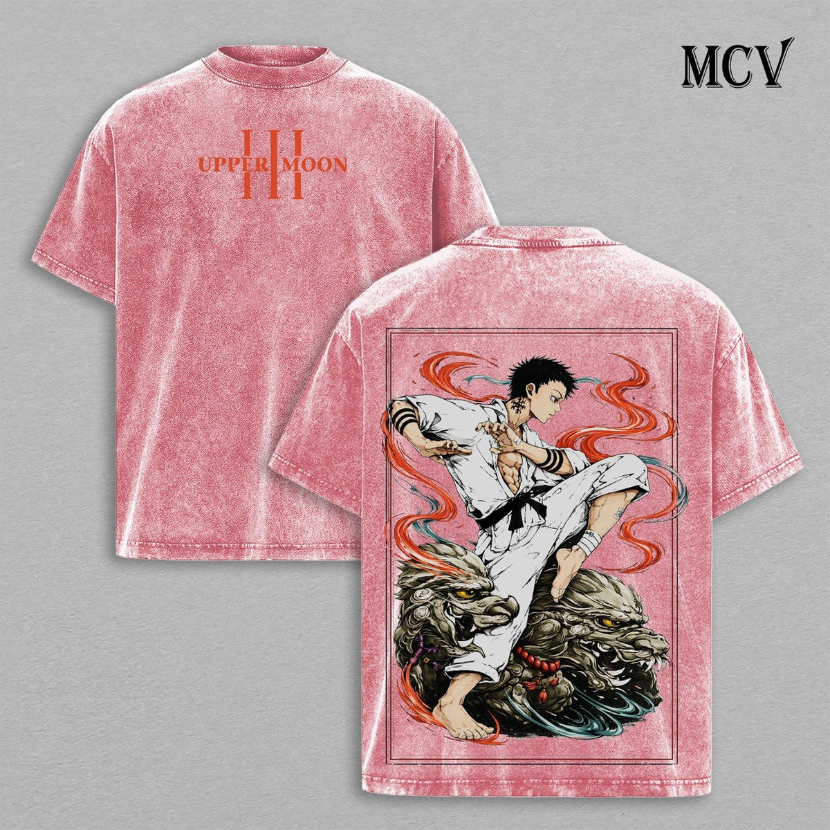 Akaza Demon Slayer T-Shirt, Upper Moon Demon Anime Tee, Martial Power Vintage Washed Tee