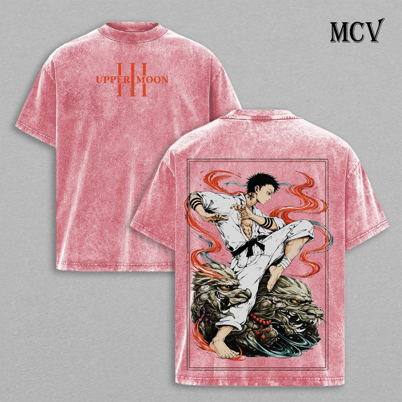 Akaza Demon Slayer T-Shirt, Upper Moon Demon Anime Tee, Martial Power Vintage Washed Tee