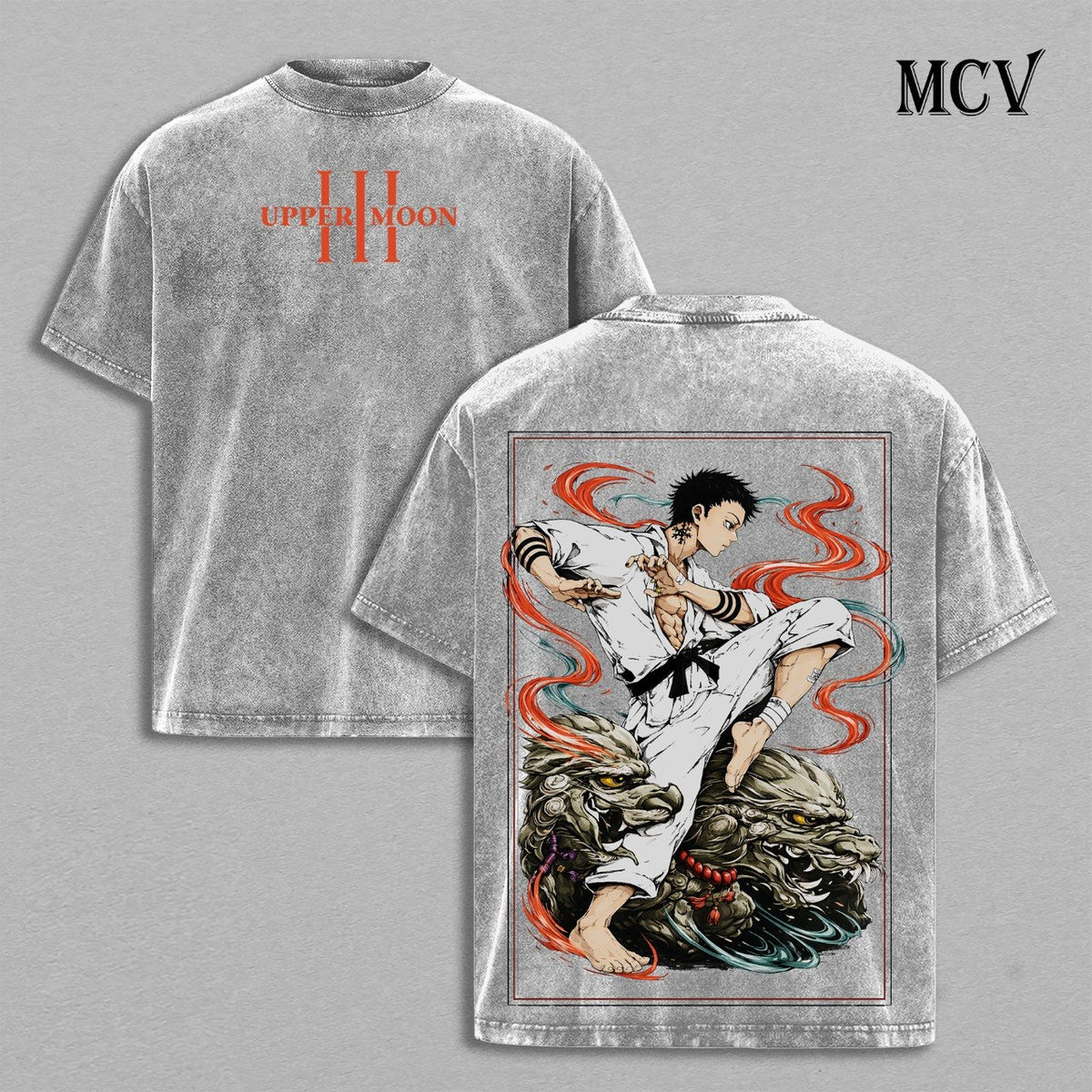 Akaza Demon Slayer T-Shirt, Upper Moon Demon Anime Tee, Martial Power Vintage Washed Tee