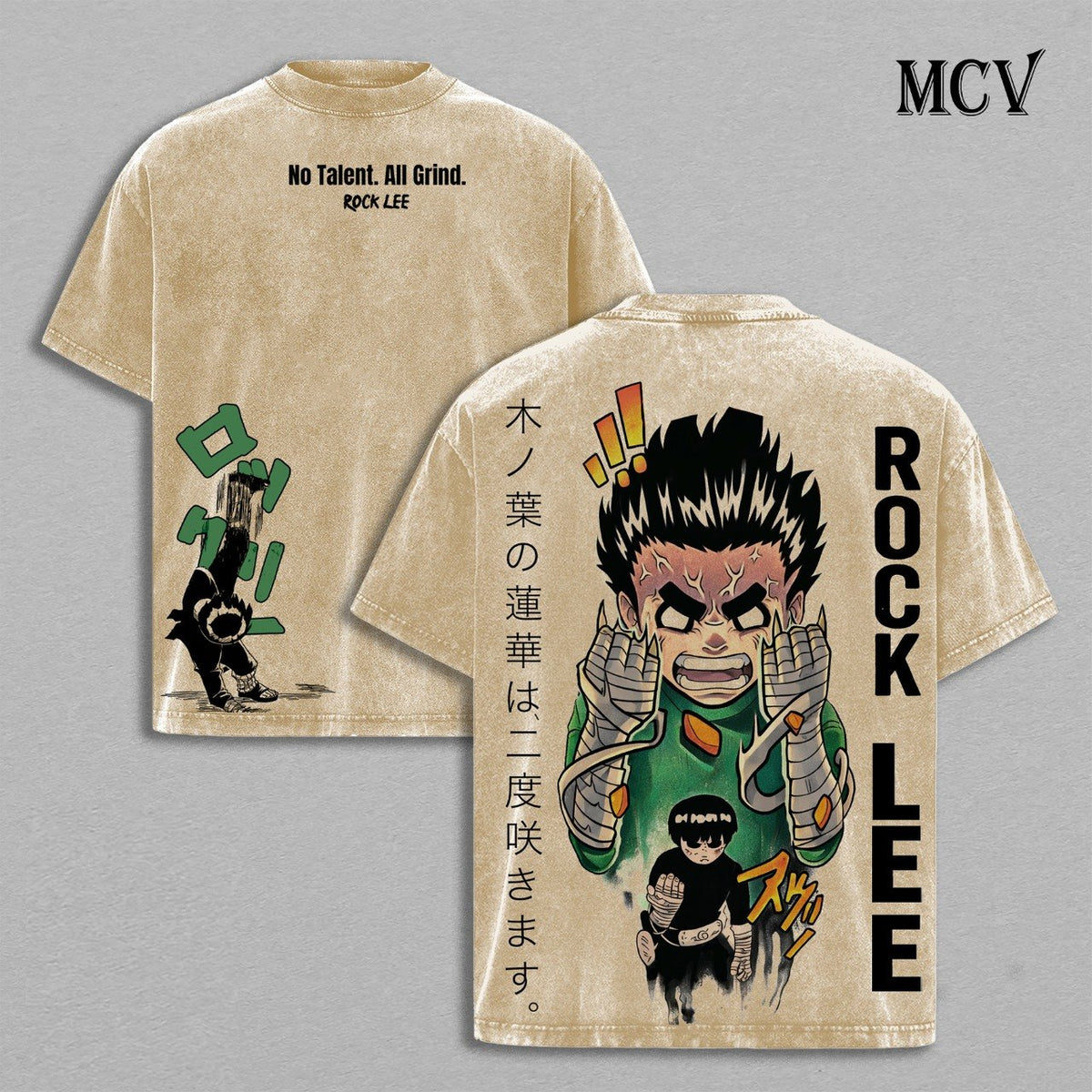 Rock Lee T-Shirt, Naruto Anime Tee, Hard Work Taijutsu Vintage Washed Tee