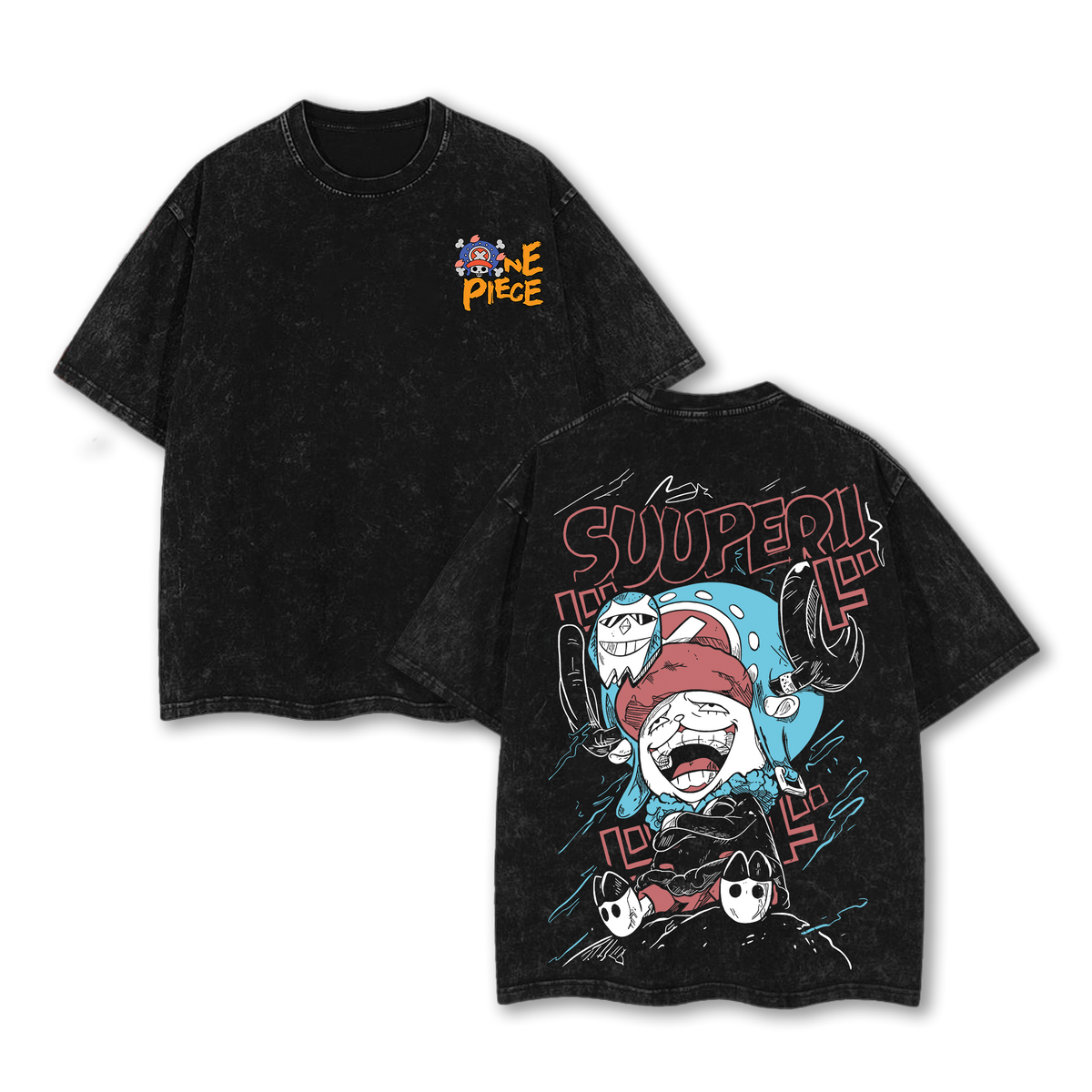 Limited Tony Tony Chop per "Super" Franky - ONE PIECE OP Washed Tee, Vintage Graphic 90s